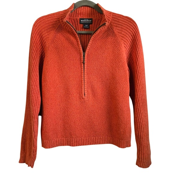 Woolrich Sweaters - Woolrich Womens M Classic Bittersweet Orange Ramie Cotton Quarter Zip Sweater